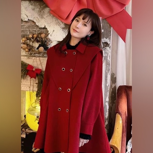 Red double faced wool coat - Picture 5 of 8